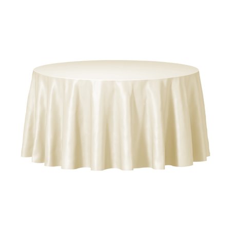 SMARTY HAD A PARTY 84 Ivory Round Disposable Plastic Tablecloths 96 Tablecloths, 96PK 823270-IV-CASE